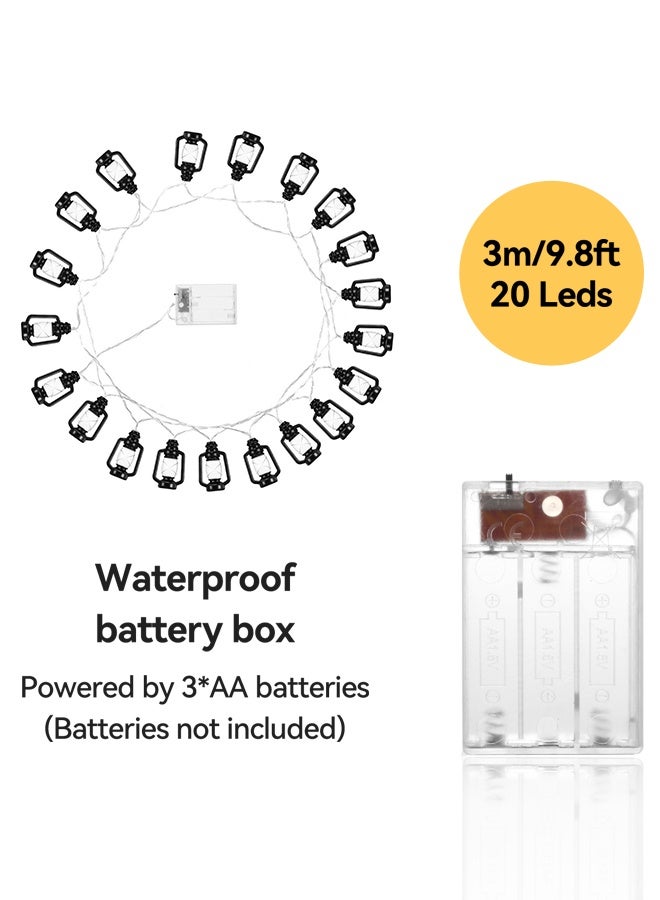 Tersely 3M/9.8FT 20 LEDS Diwali Ramadan String Light Outdoor Battery Powered Lantern Kerosene String Lights Waterproof for Eid Mubarak Christmas Halloween Wedding Patio Garden Party Decoration - Image 3