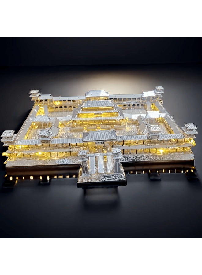 إسكدنيا أحجية الصور المقطوعة المعدنية ثلاثية الأبعاد من قصر Weiyang المعدنية DIY المصنوعة يدويًا، نموذج مُجمَّع ألعاب للبالغين، هدية زينة - اللون: Weiyang Palace + أدوات إضاءة محيطة مجانية - Image 1