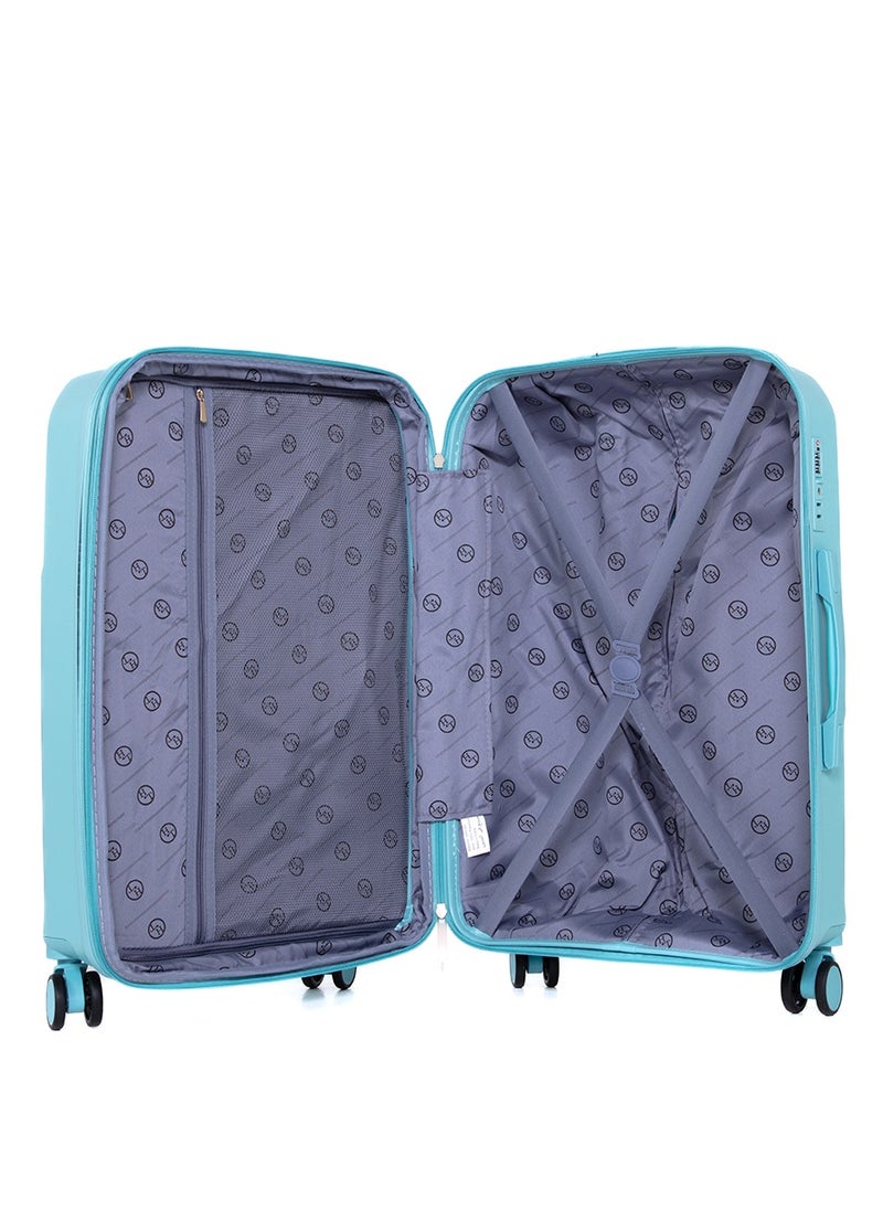 H.T H.T Luggage Bag Set of 3 Pcs, Hard Case Polypropylene (PP) Material, Matching Color Suitcase, 8x360 Degree Spinner Wheels, Expandable Trolley, Telescopic Handle, TSA Lock, SKU HT13405 - Macaron Blue  - Image 4