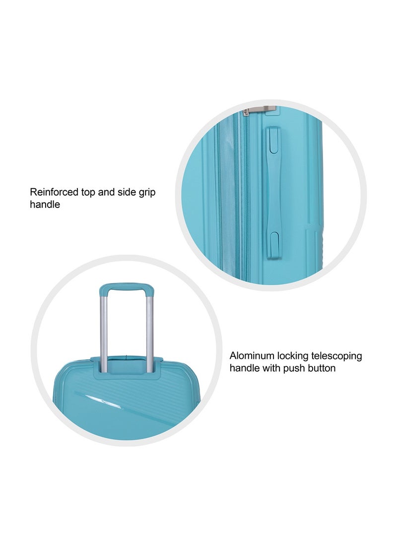 H.T H.T Luggage Bag Set of 3 Pcs, Hard Case Polypropylene (PP) Material, Matching Color Suitcase, 8x360 Degree Spinner Wheels, Expandable Trolley, Telescopic Handle, TSA Lock, SKU HT13405 - Macaron Blue  - Image 5