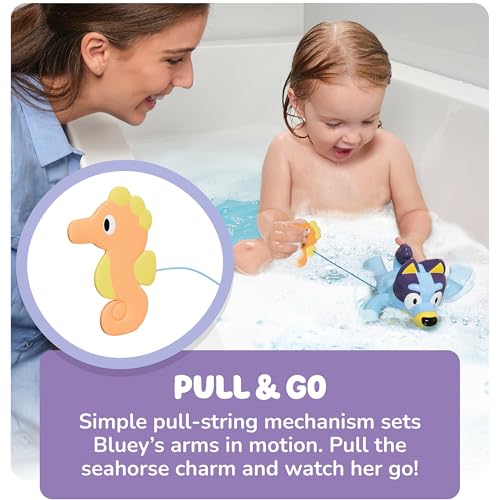 TOMY Toomies Swimming Bluey Bath Toy with Seahorse Bluey Toys for Toddlers Toddler Water Toys for Tub or Pool That Swims on Back or Front Ages 18 Months and Up - Image 5