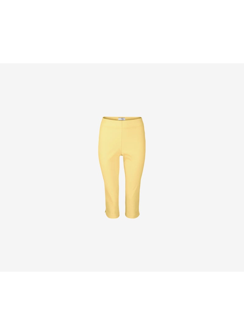 Tchibo Women Regular Fit Plain Capri Pants, Yellow  - Image 2