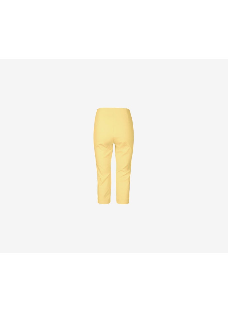 Tchibo Women Regular Fit Plain Capri Pants, Yellow  - Image 3