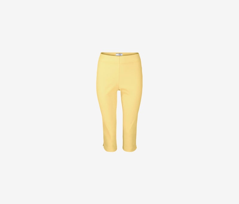 Tchibo Women Regular Fit Plain Capri Pants, Yellow - Image 2