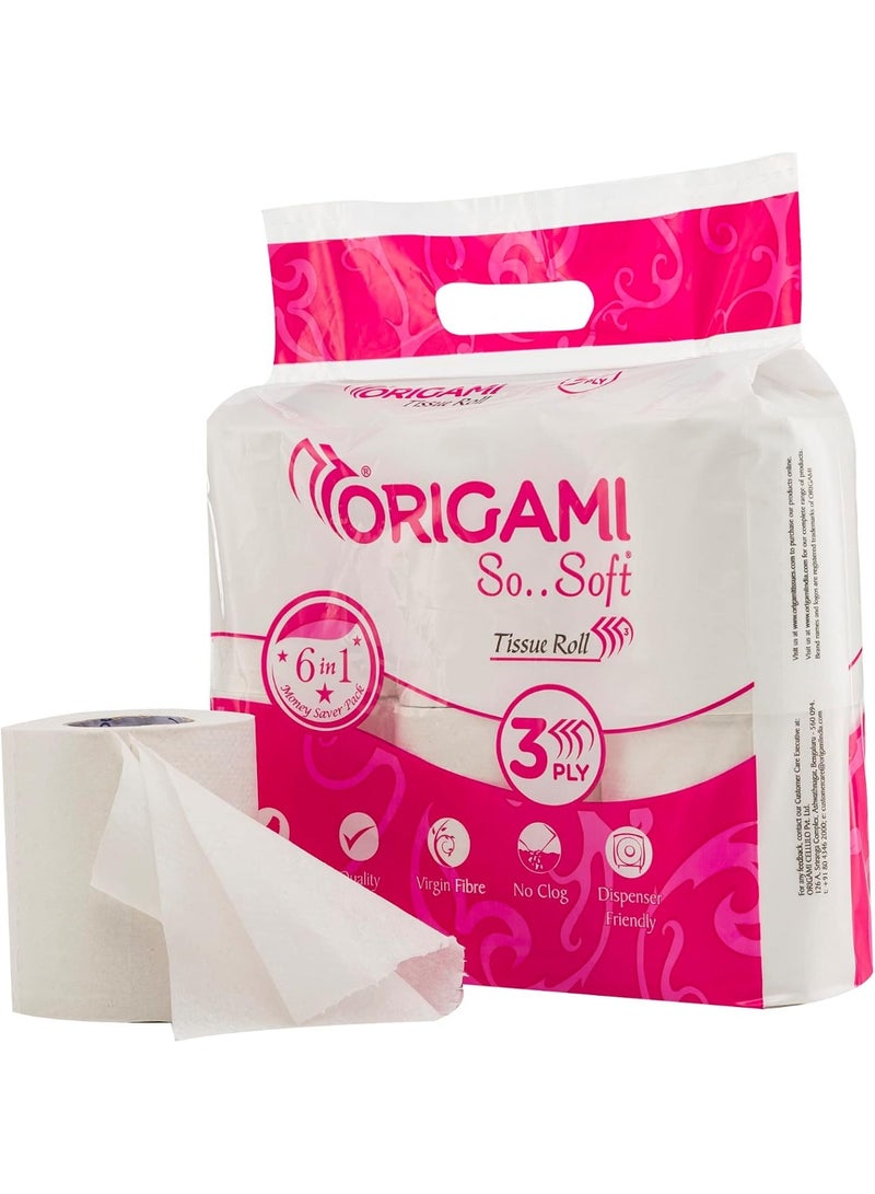 Origami So.Soft 3 Ply Toilet Tissue Roll - Pack of 6 Rolls - 100 gm per roll - Image 5