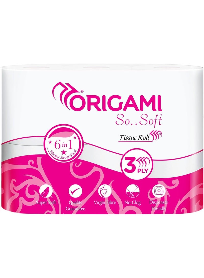 Origami So.Soft 3 Ply Toilet Tissue Roll - Pack of 6 Rolls - 100 gm per roll - Image 2