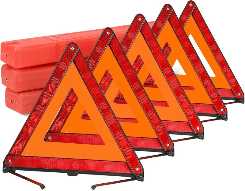 Acymner Reflective Safety Triangle Kit | Emergency Warning Triangles with Storage Case, Roadside Reflective Early Warning Sign for Vehicles Breakdown (5 Pack) - Image 1