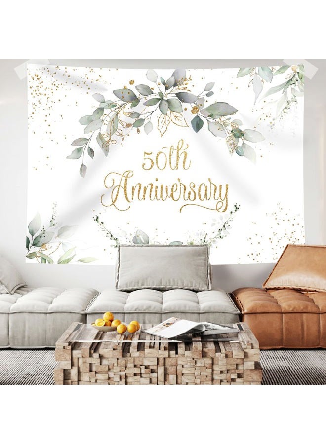 Rsuuinu Happy 50th Anniversary Backdrop Greenery Cheers to Wedding Anniversary Bridal Shower Miss to Mrs Photography Background Party Decorations Banner Supplies Favors Photo Booth Props 7x5ft - Image 5