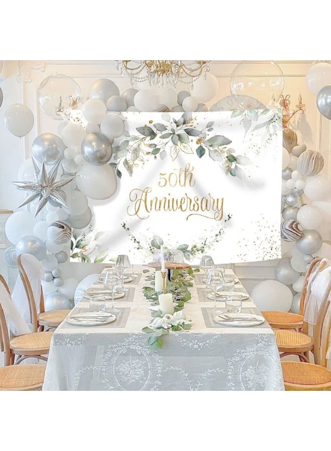 Rsuuinu Happy 50th Anniversary Backdrop Greenery Cheers to Wedding Anniversary Bridal Shower Miss to Mrs Photography Background Party Decorations Banner Supplies Favors Photo Booth Props 7x5ft - Image 4