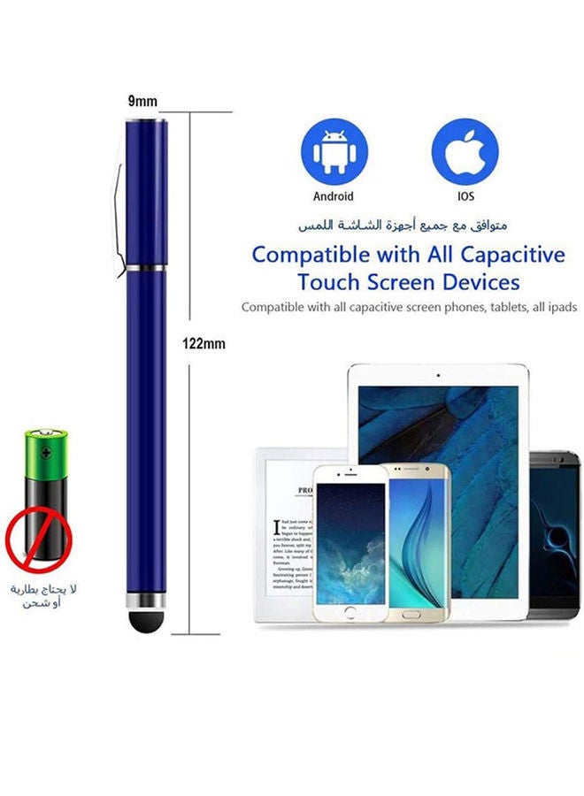 NIBEMINENT 2 In 1 Ball Point Capacitive Screen Stylus Touch Pen With Cover Blue  - Image 4