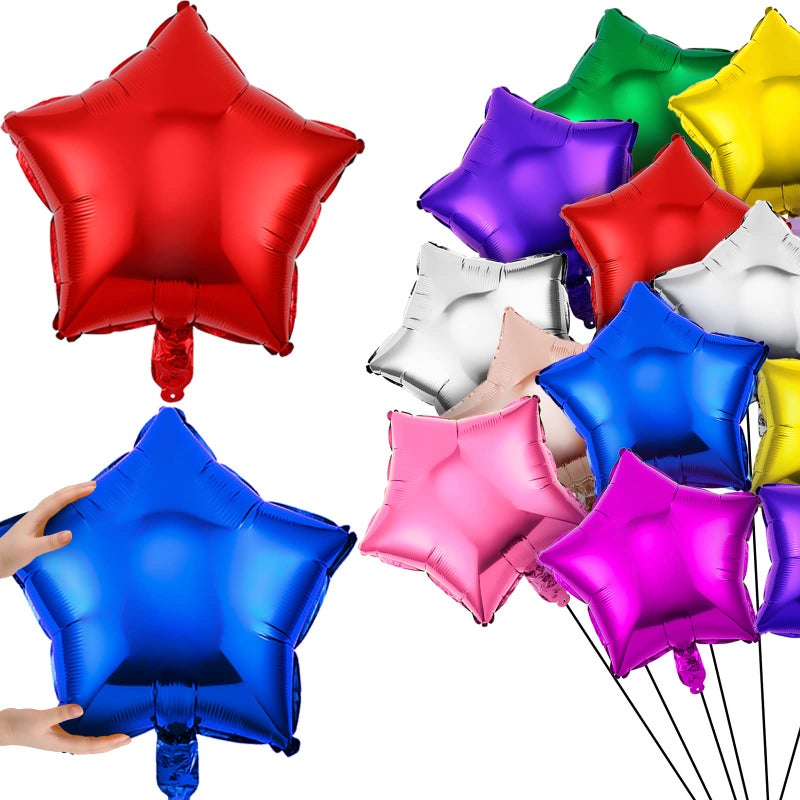 Raiten 100 Pieces 18 Inch Star Shape Foil Balloon Foil Helium Balloons Star Balloon for New Year Eve Party Birthday Wedding DecorationsMulticolor - Image 3