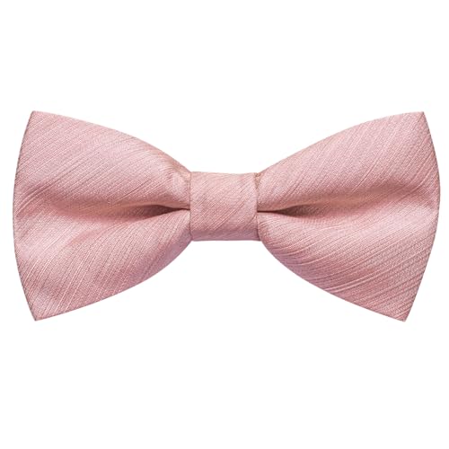 Hi-Tie Boys Blush Pink Bow Ties Pre-Tied Silk Kids Bow Tie Adjustable Boys Bowties with Pocket Square Set for Wedding - Image 4