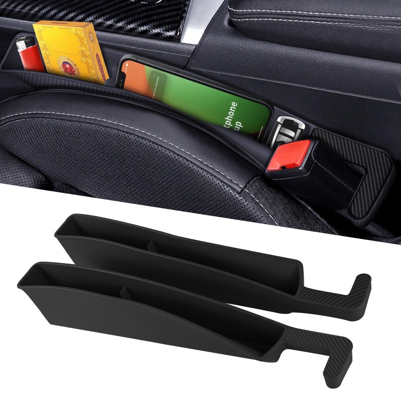 Hbxdeco 2PCS Car Seat Gap Filler Organizer, Multifunctional Seat Gap Storage Box for Phone Key, Stop Things from Dropping Between Seat and Console, Universal Interior Car Accessories (Black) - Image 1