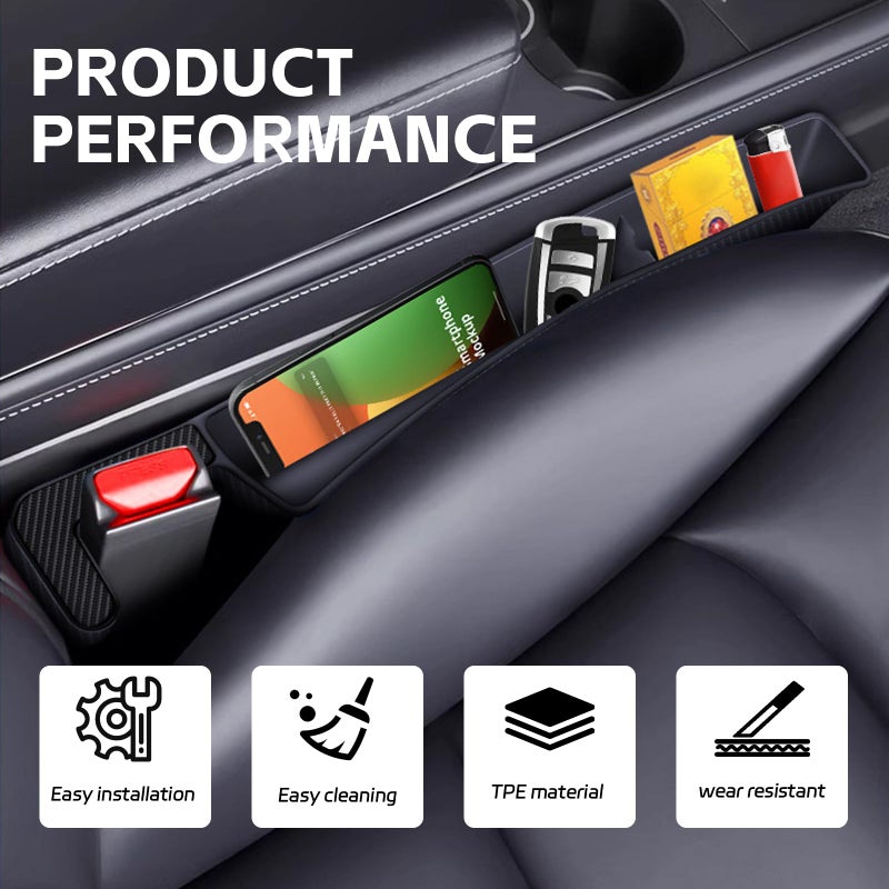 Hbxdeco 2PCS Car Seat Gap Filler Organizer, Multifunctional Seat Gap Storage Box for Phone Key, Stop Things from Dropping Between Seat and Console, Universal Interior Car Accessories (Black) - Image 4