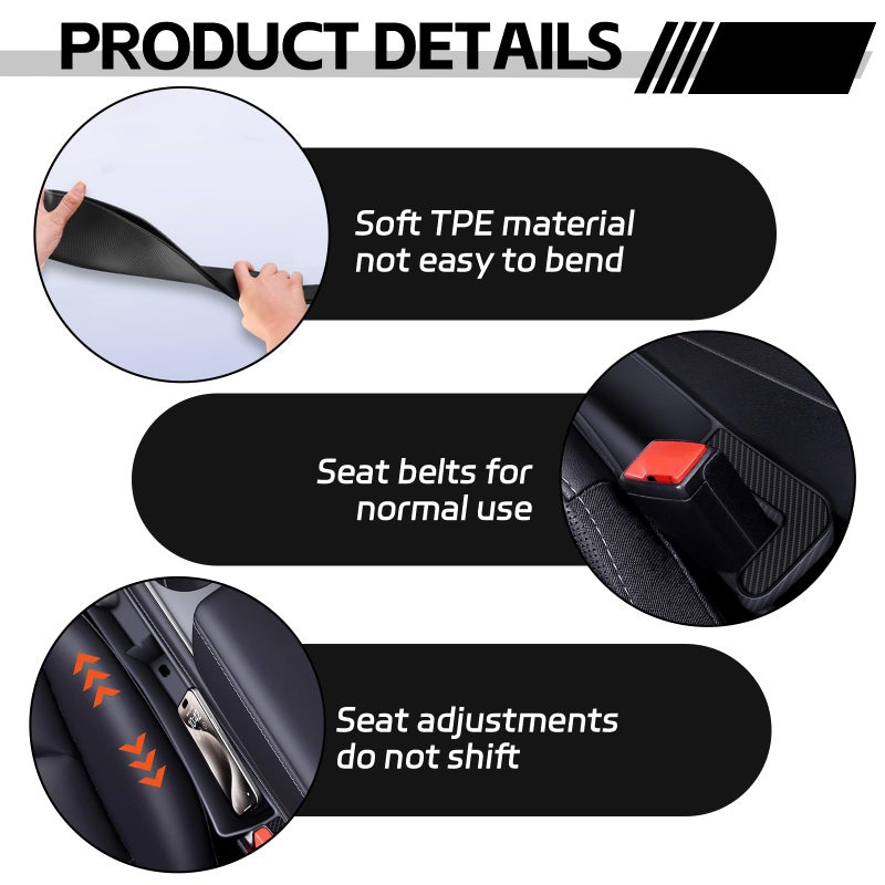 Hbxdeco 2PCS Car Seat Gap Filler Organizer, Multifunctional Seat Gap Storage Box for Phone Key, Stop Things from Dropping Between Seat and Console, Universal Interior Car Accessories (Black) - Image 3