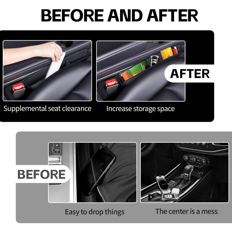Hbxdeco 2PCS Car Seat Gap Filler Organizer, Multifunctional Seat Gap Storage Box for Phone Key, Stop Things from Dropping Between Seat and Console, Universal Interior Car Accessories (Black) - Image 5