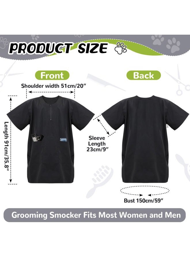 Bonuci 4 Pack Pet Grooming Work Clothes with Zipper, 3XL Size, Anti Static Splash Proof Barber Smock Pet Dog Grooming Smocks Cosmetologist Uniforms for Pet Shop Women Men - Image 2