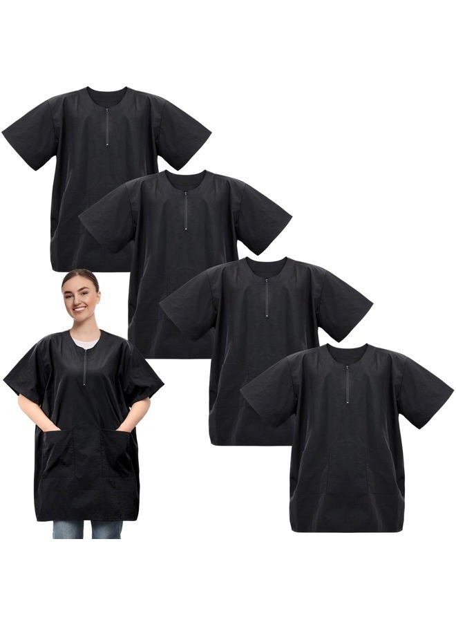 Bonuci 4 Pack Pet Grooming Work Clothes with Zipper, 3XL Size, Anti Static Splash Proof Barber Smock Pet Dog Grooming Smocks Cosmetologist Uniforms for Pet Shop Women Men - Image 1