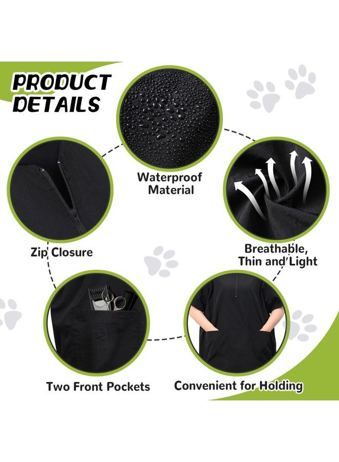 Bonuci 4 Pack Pet Grooming Work Clothes with Zipper, 3XL Size, Anti Static Splash Proof Barber Smock Pet Dog Grooming Smocks Cosmetologist Uniforms for Pet Shop Women Men - Image 3