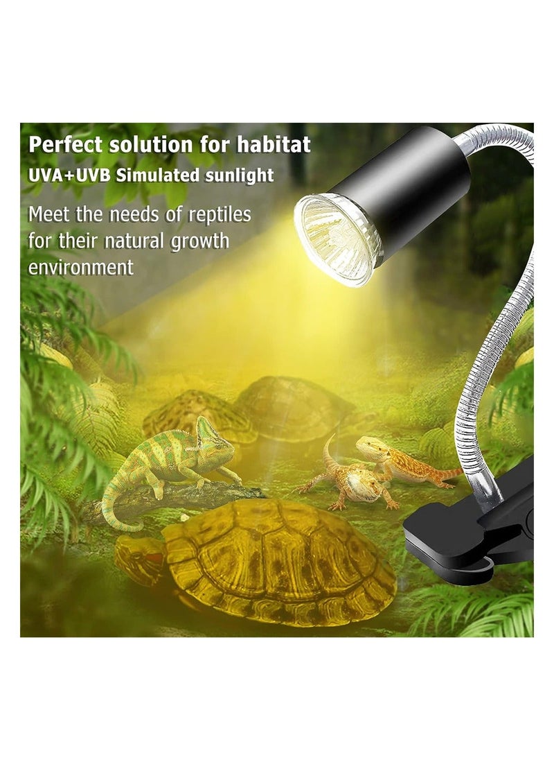 واي آند دي - Turtle Heat Lamp Reptile Heating E27 UVA/UVB Spot with 2 Pcs 50W bulbs for Reptiles Lizards Turtles Snakes Amphibians - Image 1