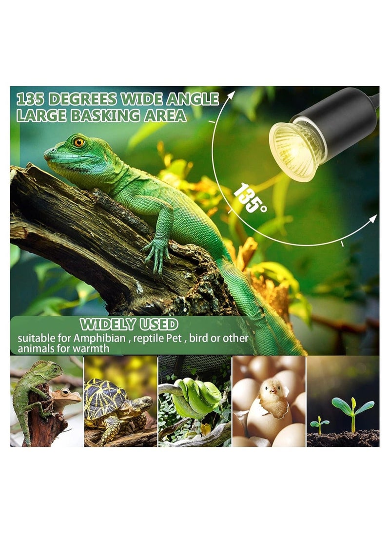 واي آند دي - Turtle Heat Lamp Reptile Heating E27 UVA/UVB Spot with 2 Pcs 50W bulbs for Reptiles Lizards Turtles Snakes Amphibians - Image 1