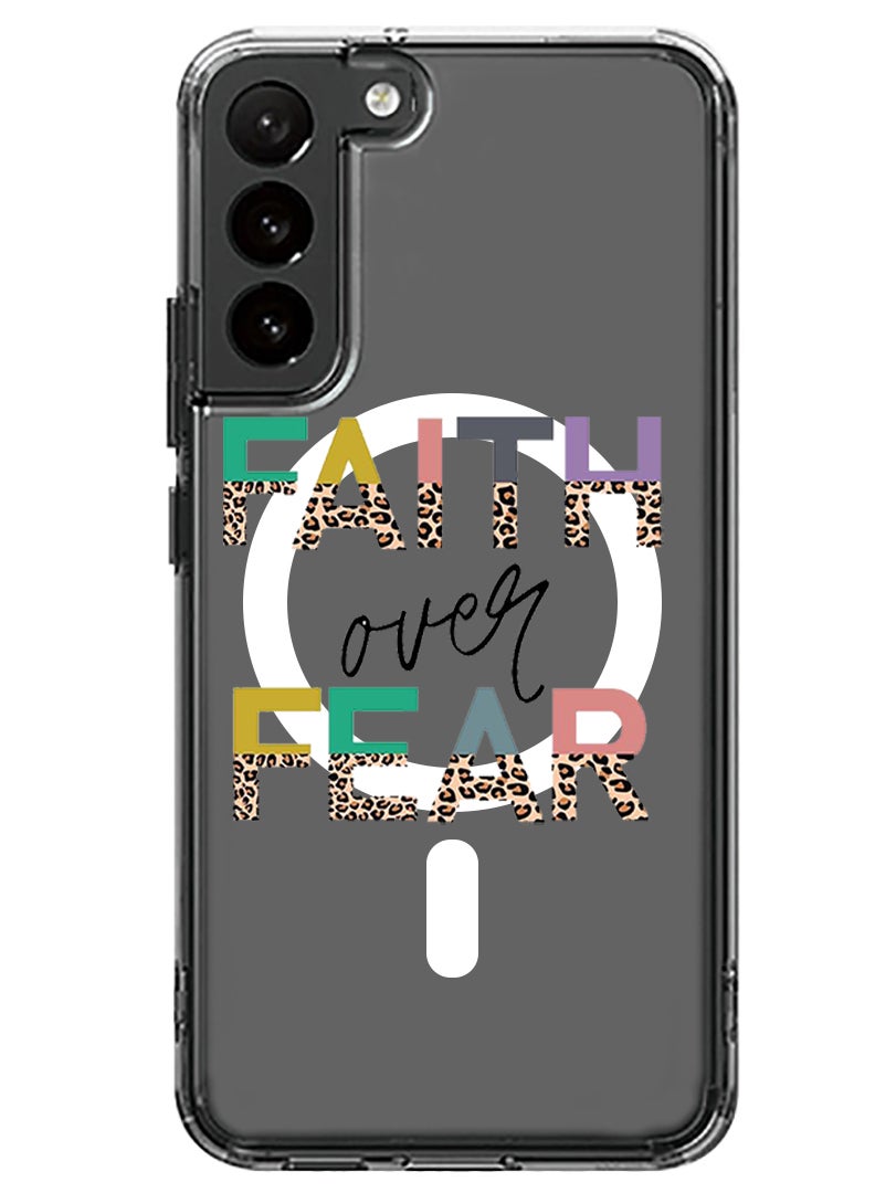 Theodor Magnetic Case for Samsung Galaxy S23 6.1-inch Compatible with MagSafe Wireless Charging, Shockproof Phone Bumper Cover Faith over fear copy - Image 1