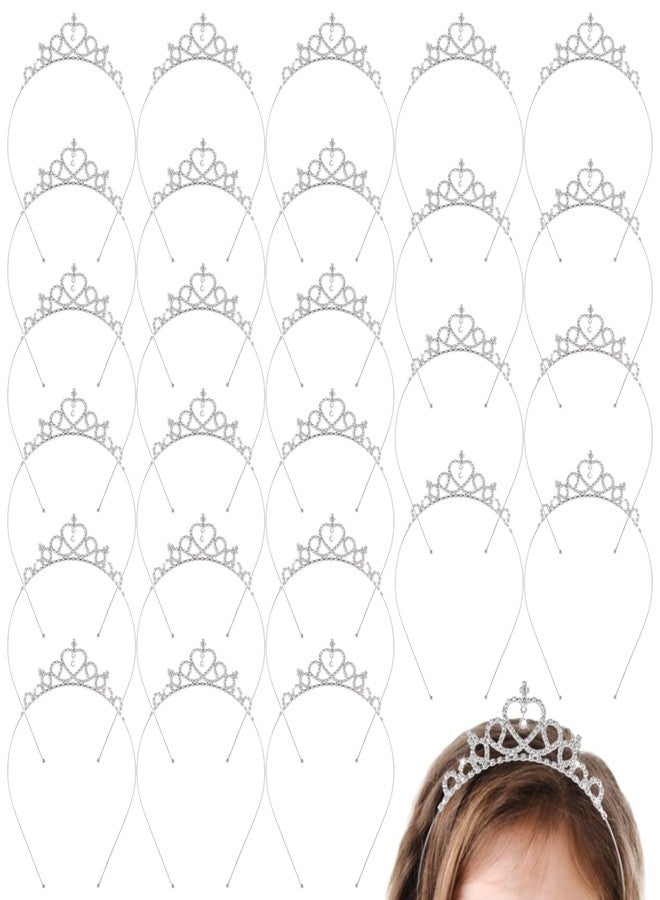 COSYOO 30 Pcs Princess Tiara Crowns, Heart-Shaped Crystal Rhinestone Tiaras, Adjustable Alloy Headbands, Heart Rhinestone Hairpieces, Silver Hair Accessories for Birthdays, Dance Parties, Weddings - Image 1