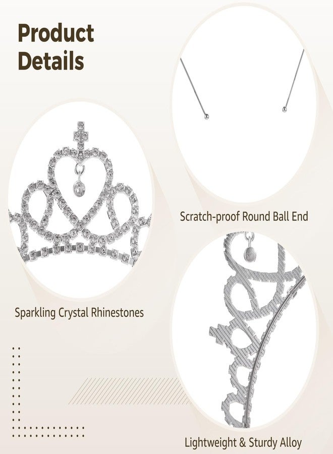 COSYOO 30 Pcs Princess Tiara Crowns, Heart-Shaped Crystal Rhinestone Tiaras, Adjustable Alloy Headbands, Heart Rhinestone Hairpieces, Silver Hair Accessories for Birthdays, Dance Parties, Weddings - Image 3