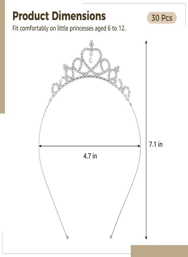 COSYOO 30 Pcs Princess Tiara Crowns, Heart-Shaped Crystal Rhinestone Tiaras, Adjustable Alloy Headbands, Heart Rhinestone Hairpieces, Silver Hair Accessories for Birthdays, Dance Parties, Weddings - Image 4