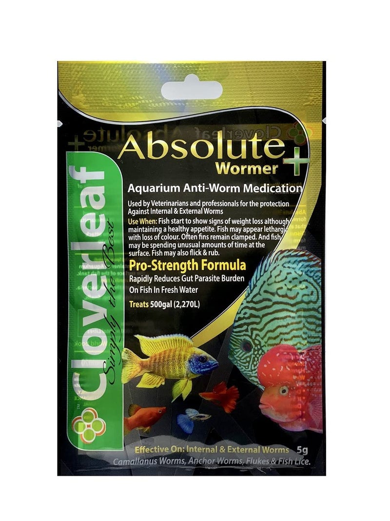 Absolute Wormer Plymouth Discus Product WORMER Plus - Freshwater and Saltwater Fish Powder Medication. with parasites and Flukes. (5G - Treats 600 GALLONS) - Image 1