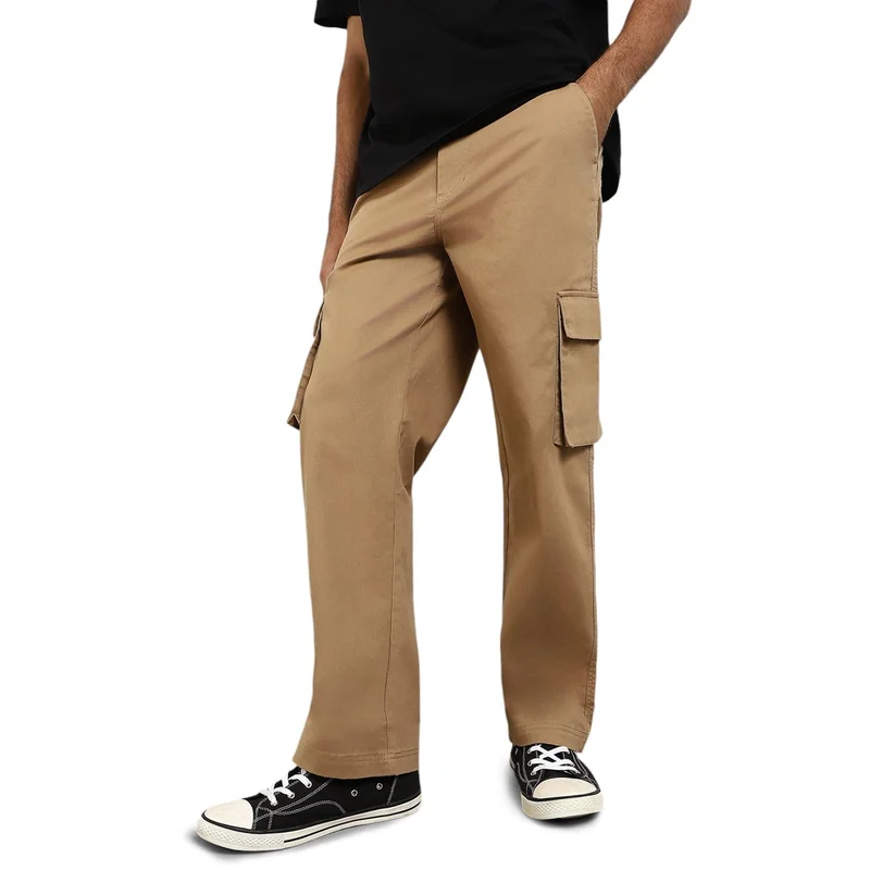 نوبيرو Men's Khaki Cargo Pants for Casual Wear