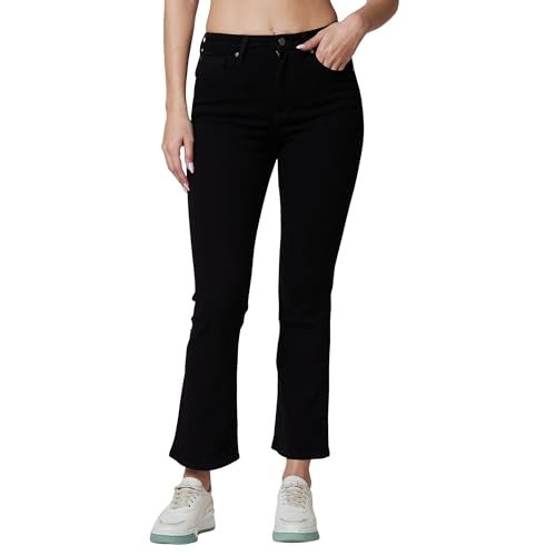 Spykar High Rise Super Slim Fit Black Jeans for Women (Size: 30)-WDELI1BD046-Black - Image 1