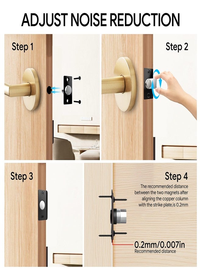 Mousike Door Ball Catch Hardware, Adjustable Hidden Magnetic Ball Catch, Stainless Steel Strike Plate with Strong Suction, Door Ball Catch Replacement for Top of Door(2 Pack, Black) - Image 4