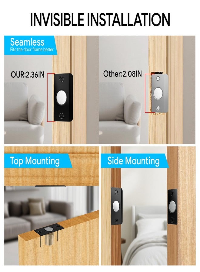 Mousike Door Ball Catch Hardware, Adjustable Hidden Magnetic Ball Catch, Stainless Steel Strike Plate with Strong Suction, Door Ball Catch Replacement for Top of Door(2 Pack, Black) - Image 5
