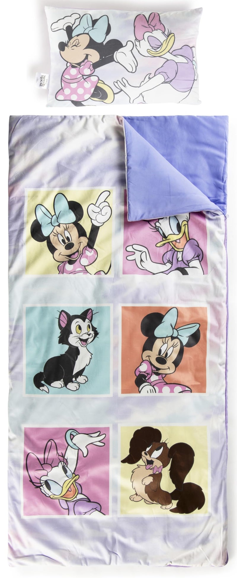 Jay Franco Kids Slumber Bag and Pillow - 54 x 27 Inch Comfy Indoor Sleeping Bag for School and Sleepovers  2 Piece Set  Purple - Minnie Mouse - Image 1