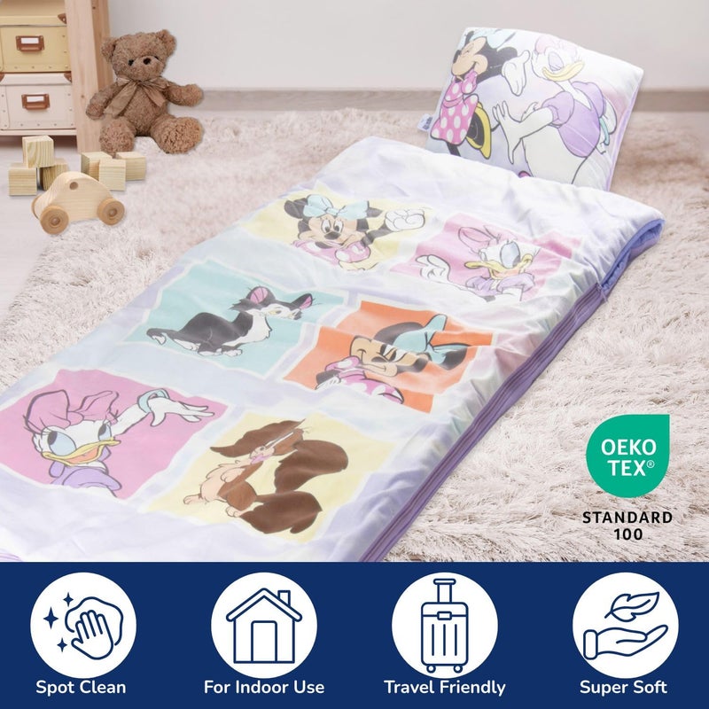 Jay Franco Kids Slumber Bag and Pillow - 54 x 27 Inch Comfy Indoor Sleeping Bag for School and Sleepovers  2 Piece Set  Purple - Minnie Mouse - Image 3