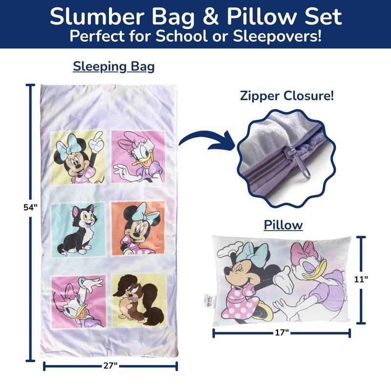 Jay Franco Kids Slumber Bag and Pillow - 54 x 27 Inch Comfy Indoor Sleeping Bag for School and Sleepovers  2 Piece Set  Purple - Minnie Mouse - Image 2