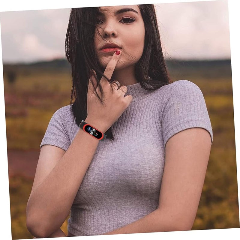 Red Minimalist Watch Band Durable Two Tone Watch Strap 25cm Black Wristband - Image 3