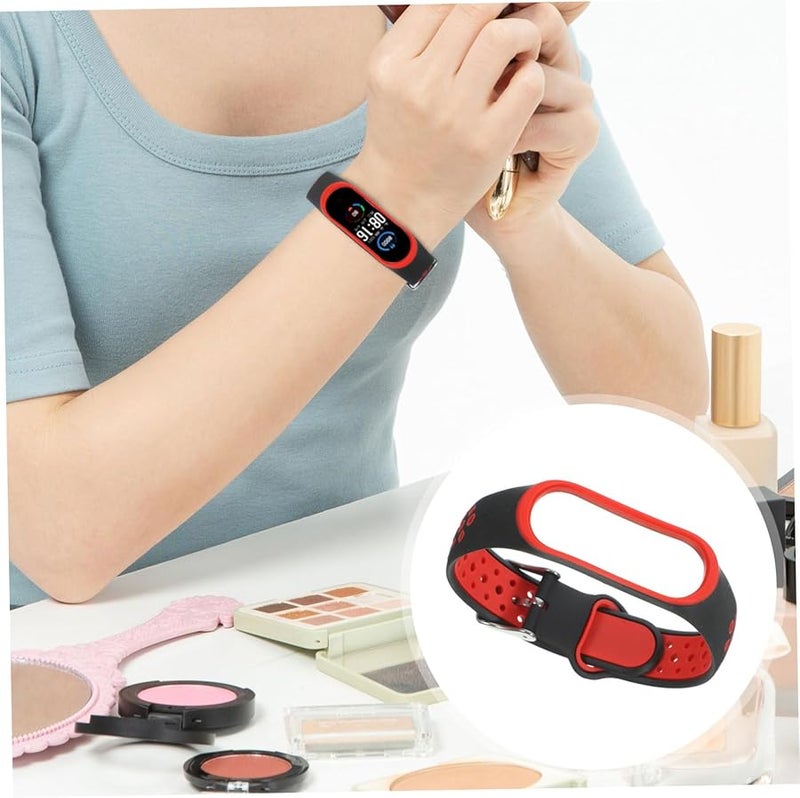 Red Minimalist Watch Band Durable Two Tone Watch Strap 25cm Black Wristband - Image 5