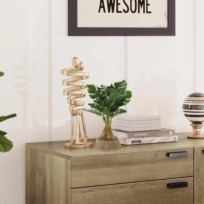Artificial Monstera Potted Plant with Paper Pulp Pot, Small Faux Tabletop Plant for Bathroom and Shelf Decor, Tropical Leaf Bonsai Ornament for Indoor Home Office - Image 4