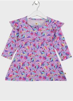 Kids Fruits Print Ruffle Dress