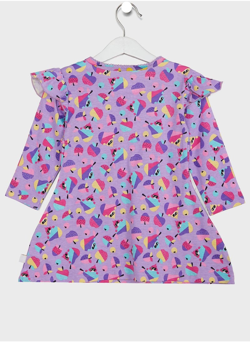 Cheekee Munkee - Kids Fruits Print Ruffle Dress - Image 1