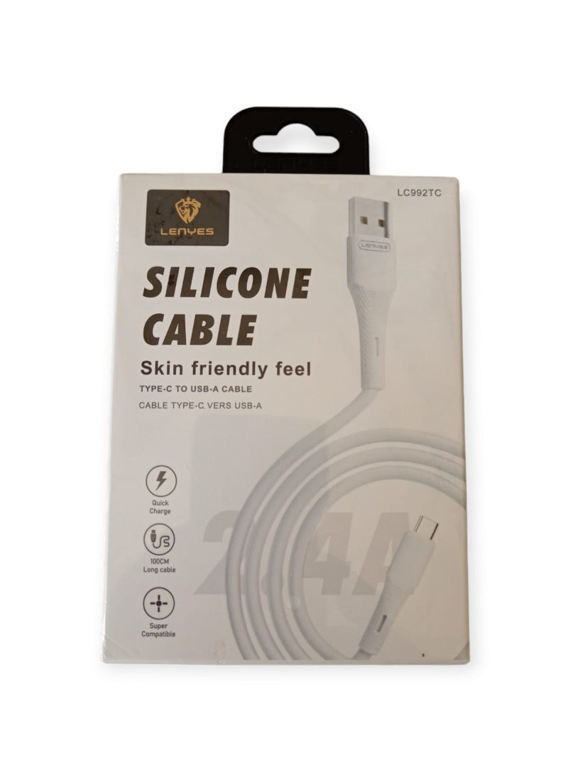 Lenyes Silicone fast charging cable 2.4A 1mtr - Image 1