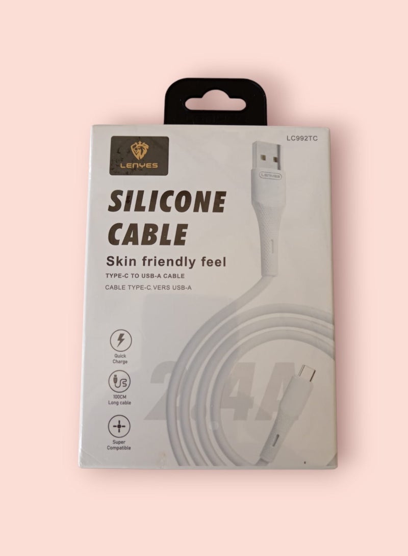 Lenyes Silicone fast charging cable 2.4A 1mtr - Image 2