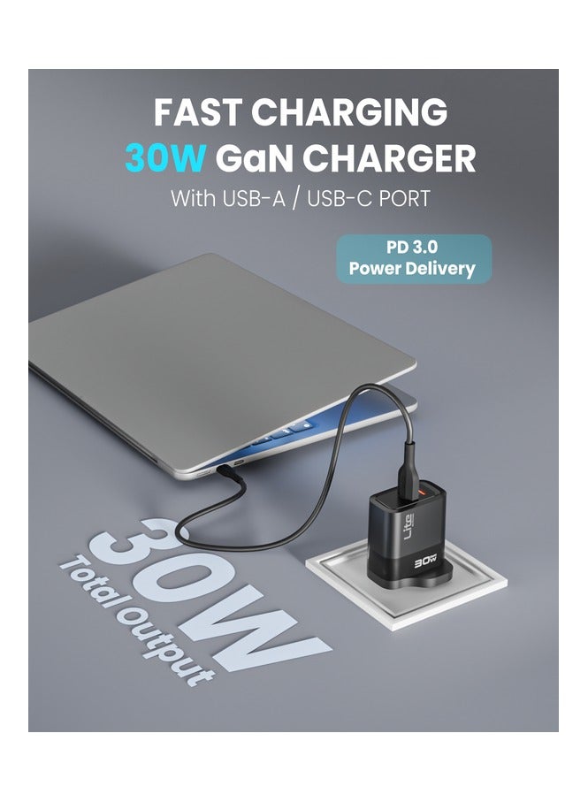 Moxedo Moxedo Lite 30W GaN Charger USB-A/USB-C Ports Fast Charging PD 3.0 Compatible for iPhone Series, iPad Pro 12.9, 11, MacBook, Samsung Galaxy S24, Pixel and more  - Image 5
