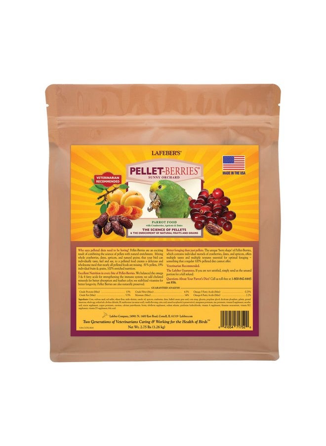لافيبيرز طعام الطيور الأليفة الحبيبي من LAFEBER'S Pellet-Berries، مصنوع من مكونات غير معدلة وراثيًا ومناسبة للبشر، للببغاوات، 2.75 رطل  - Image 1