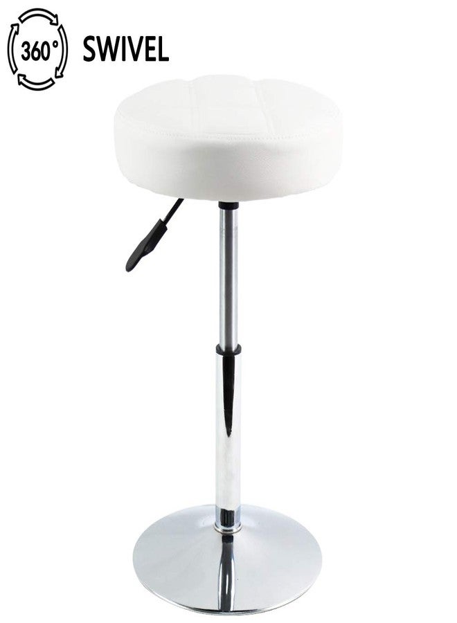 FURWOO Adjustable Swivel Barstool, White, PU Leather, 32cm Diameter, 220lbs Maximum Load - Image 4