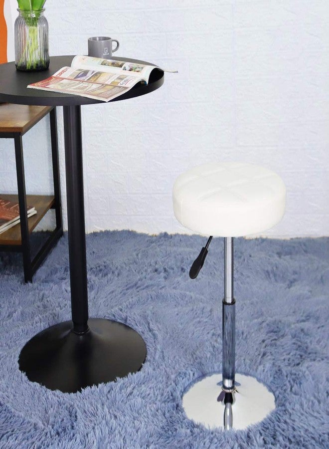 FURWOO Adjustable Swivel Barstool, White, PU Leather, 32cm Diameter, 220lbs Maximum Load - Image 2