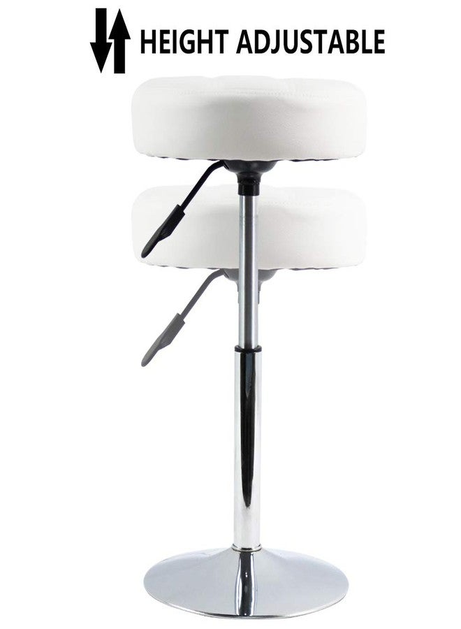 FURWOO Adjustable Swivel Barstool, White, PU Leather, 32cm Diameter, 220lbs Maximum Load - Image 5