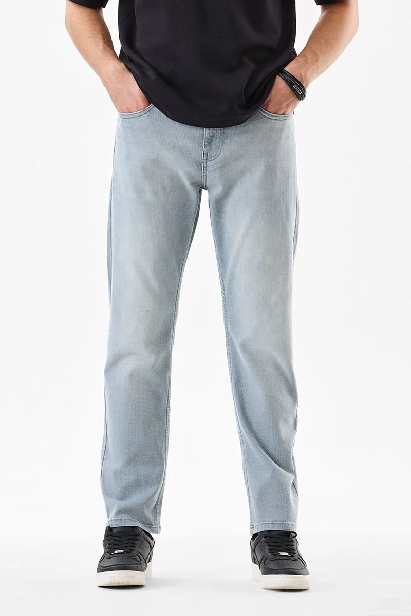 سنيتش Light Blue Solid Relaxed Casual Jeans